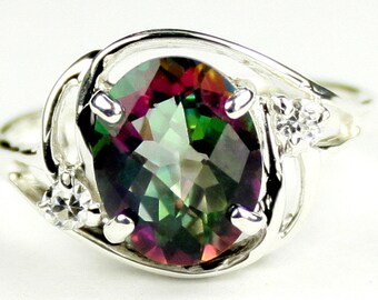 Mystic Fire Topaz, 925 Sterling Silver Ladies Ring, SR021