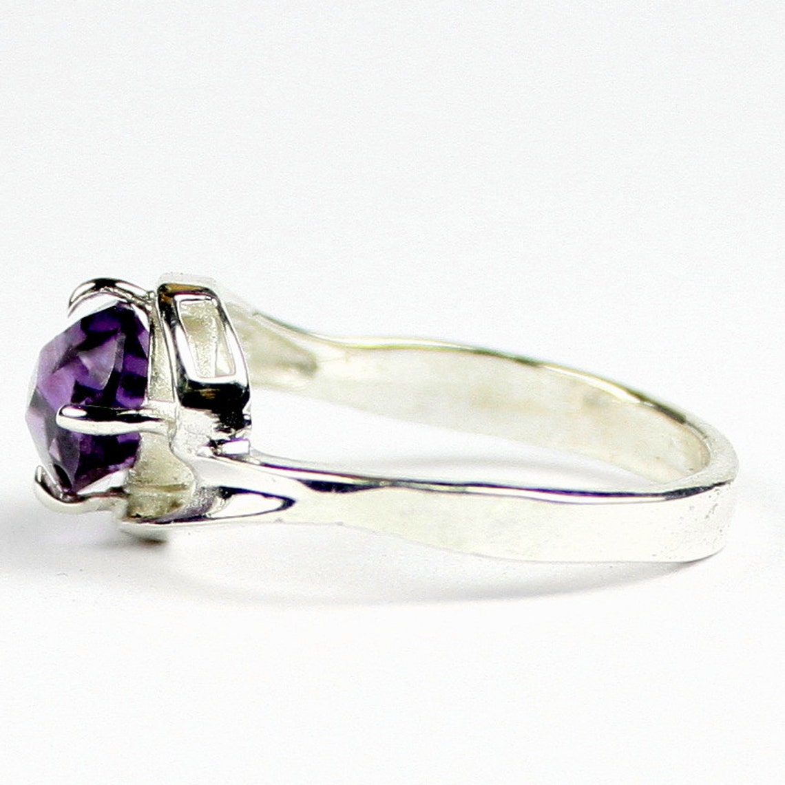 Bague DOLLY-BIJOUX En Argent 925 Rhodié Taille 58 - Améthyste En Forme D'amande, Diamants