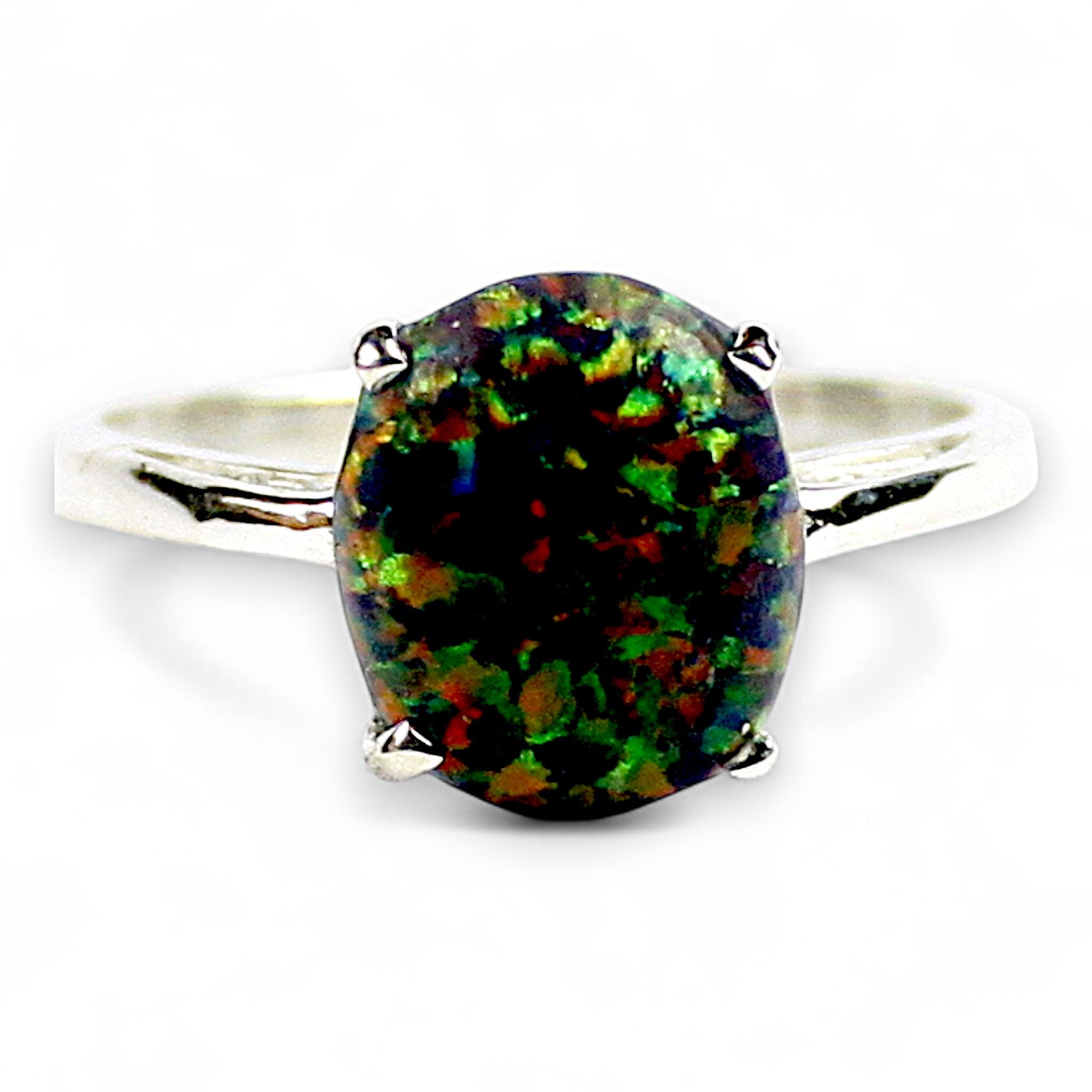 Black Opal, 925 Sterling Silver Ladies Ring, SR055 - Etsy
