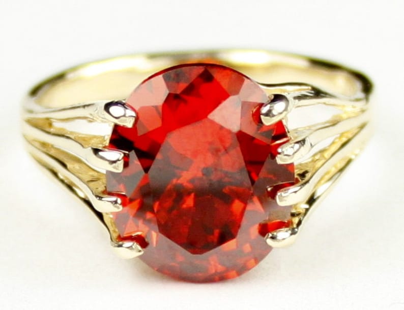 R280 14KY Gold Ring Created Padparadscha Sapphire