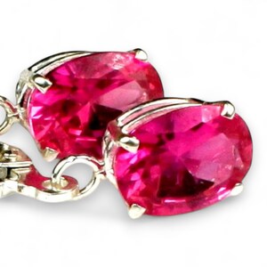 Ruby Sterling Silver Leverback Earrings, Oval 8x6mm Statement Jewelry SE007