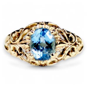 Swiss Blue Topaz, 14KY Gold Ring, R113
