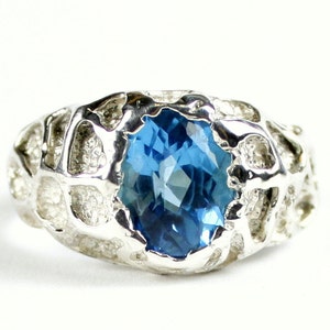 Schweizer Blautopas, 925 Sterling Silber Herrenring, SR168