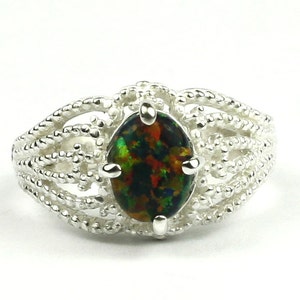 Created Black Opal, 925 sterlingzilveren damesring, SR365