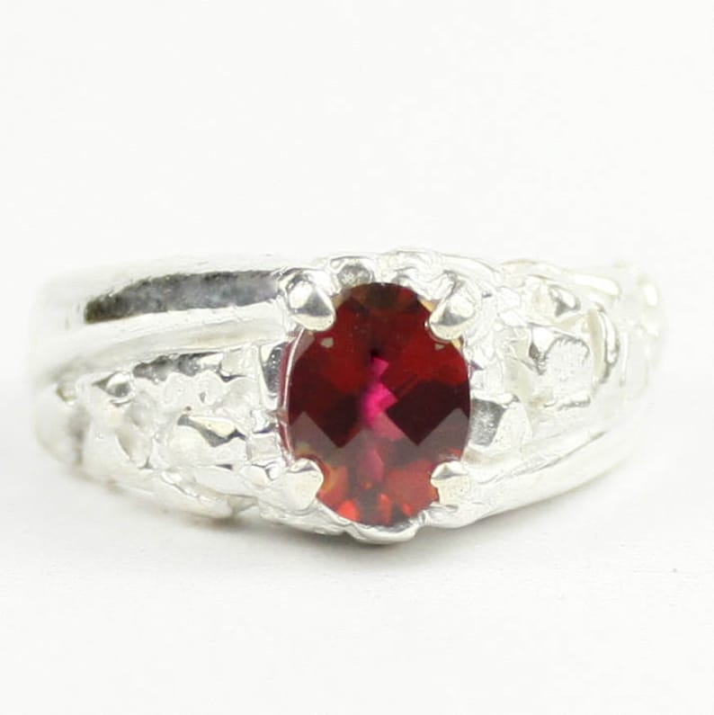 Crimson Fire Topaz SR368 925 Sterling Silver Men/'s Ring
