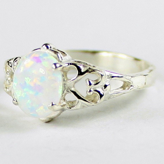 Created White Opal, 925 Sterling Silver Ring, SR302 - Etsy Created White Opal, 925 Sterling Silver Ring, SR302 - Etsy