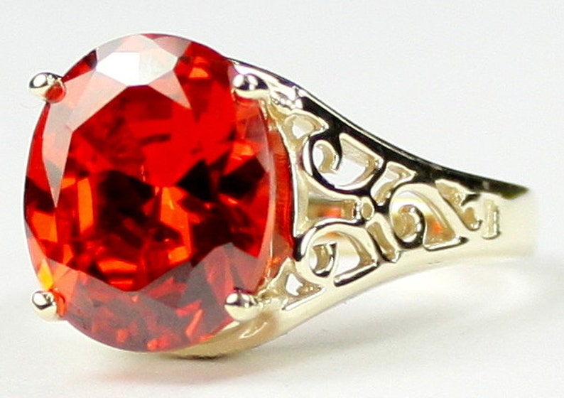 R057 10KY Gold Ring Created Padparadscha Sapphire
