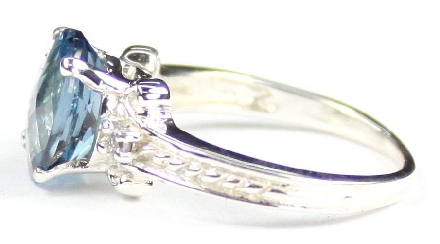 Silvershake Genuine Swiss Blue Topaz & Sterling Silver Triquetra Celtic Knot Ring - 2.2ct, 10x7mm