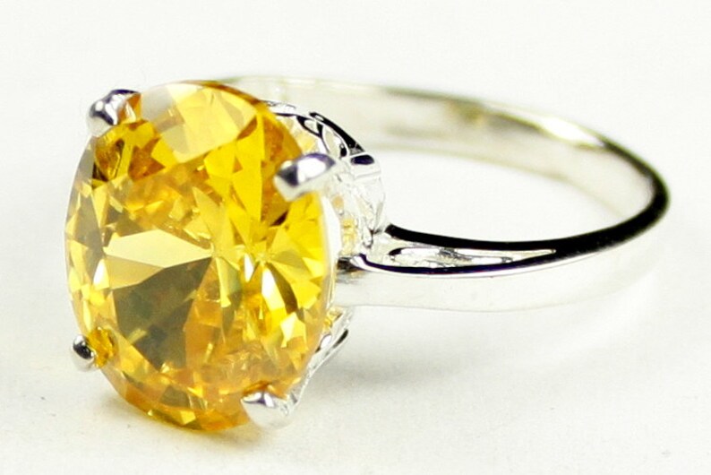 Golden Yellow CZ 925 Sterling Silver Ladies Ring SR055 - Etsy