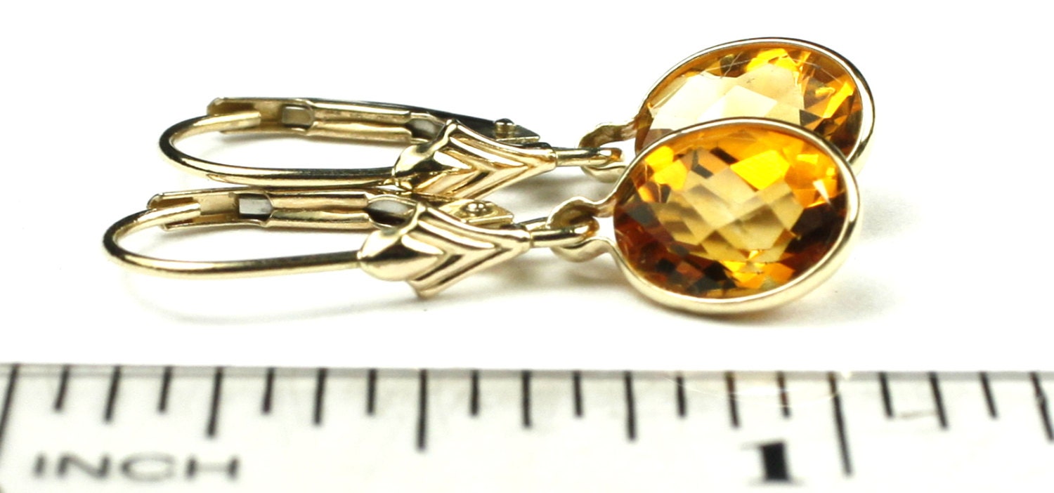 Organic 24x11mm Gold Plated Lever Back Hook Earrings Citrine