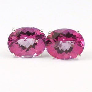 Pure Pink Topaz, 925 Sterling Silver Post Earrings, SE102