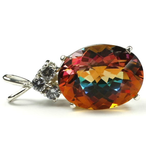 Twilight Fire Topaz 925 Sterling Silver Pendant SP016 Etsy UK