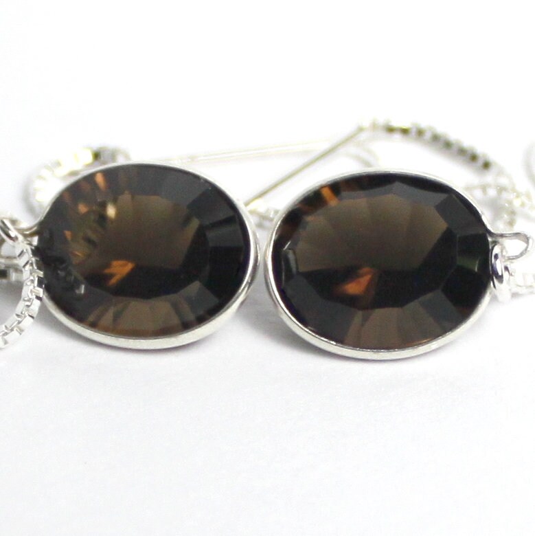Smoky Quartz, 925 Sterling Silver Threader Earrings, SE105 Smoky Quartz, 925 Sterling Silver Threader Earrings, SE105