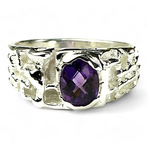 Amethyst, 925 Sterling Silver Men&#39;s Ring, SR197