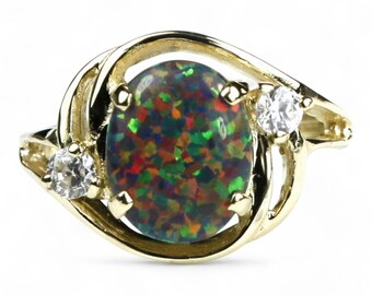 Black Opal, 14KY Gold Ring, R021