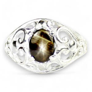 Black Star Sapphire, Sterling Silver Ladies Ring, SR111