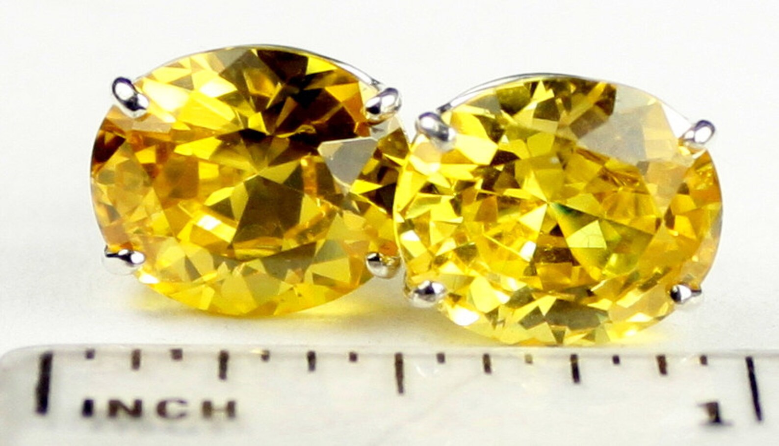Golden Yellow CZ 925 Sterling Silver Post Earrings SE202 | Etsy