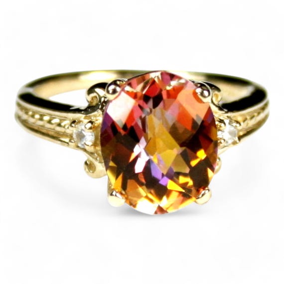 Twilight Fire Topaz, 10KY Gold Ring, R136 New Zealand