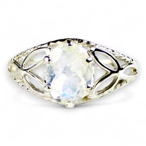 Rainbow Moonstone, 925 Sterling Silver Ring, SR137