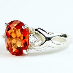 Created Padparadsha Sapphire, 925 Sterling Silver Ladies Ring, SR243 image 2