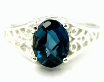 London Blue Topaz, 925 Sterling Silver Ring, SR005