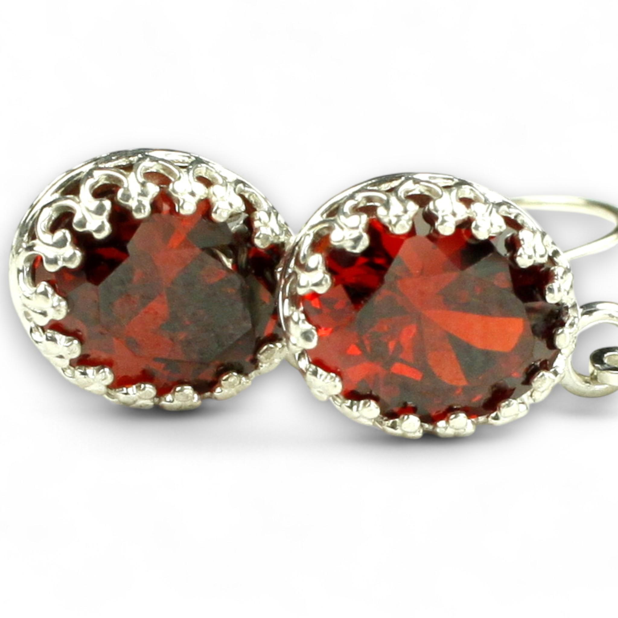 Boucles D'oreilles Dormeuses Grenats - Argent 925 - 5 G - Pierres Naturelles Non Traitées