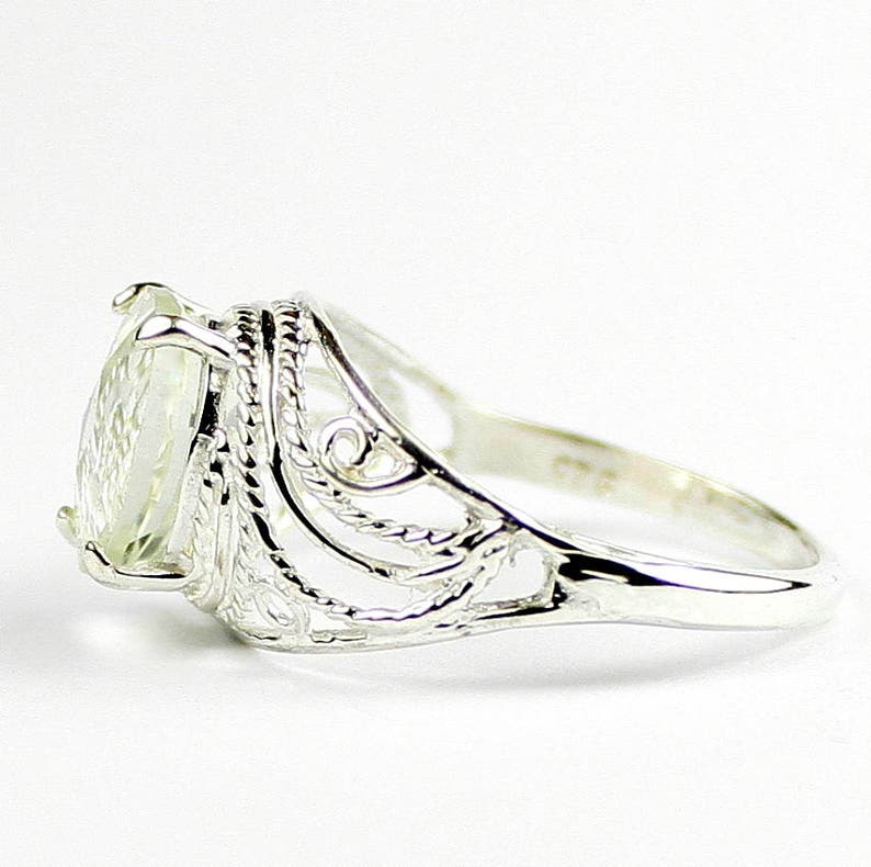 SR083 925 Sterling Silver Ladies Ring Green Amethyst