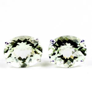 Green Amethyst (Prasiolite), 925 Sterling Silver Post Earrings, SE202