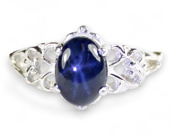 Blå stjärnsafir, 925 sterlingsilverring, SR302