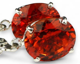 Padparadscha Sapphire, 925 Sterling Silver Leverback Earrings, SE207
