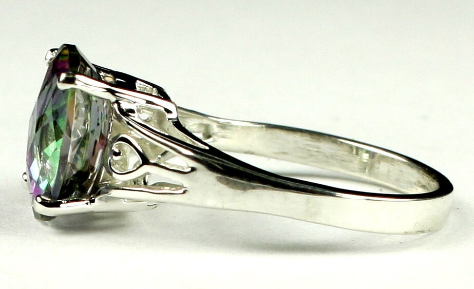 12 Pcs 1 Set Multi-Style Rainbow Mystical Topaz Gems Silver Rings Sz 7 8 9 10 - Foto 10