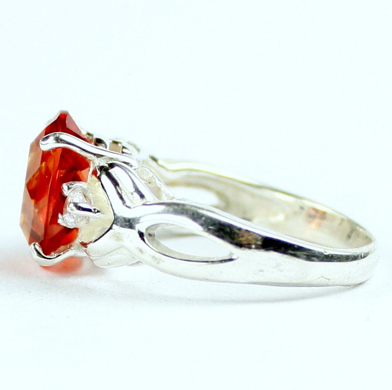 Created Padparadsha Sapphire, 925 Sterling Silver Ladies Ring, SR243 image 3