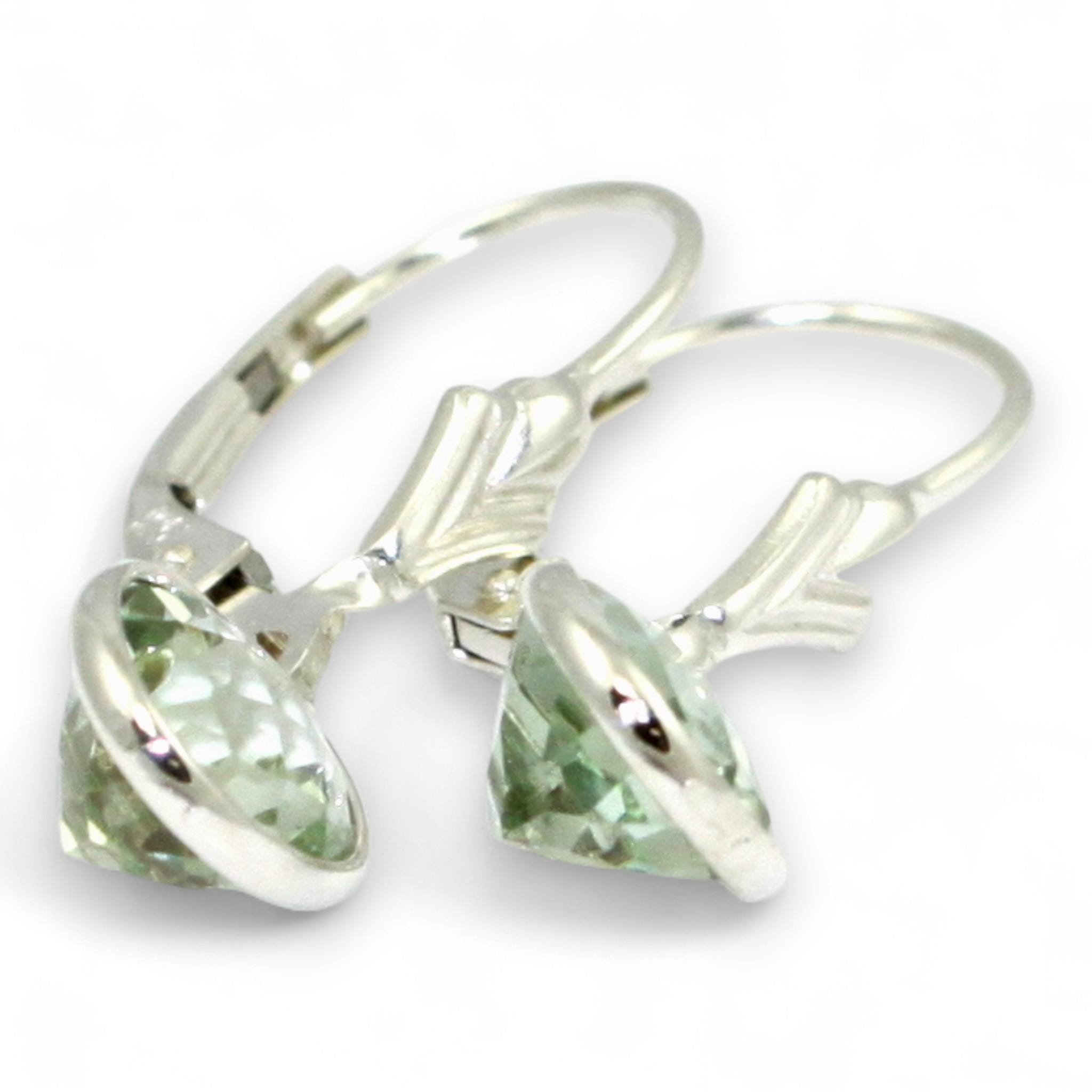 Boucles D'oreilles Dormeuses Nacrée Verte Et Argent 925 - Brillants - Neuf Sans Emballage