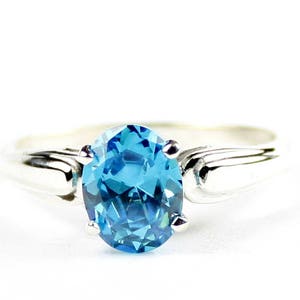 Glacier Blue CZ, 925 Sterling Silver Ring, SR058 image 1