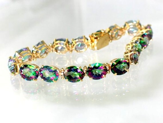 うのにもお得な情報満載！ Mystic Fire Topaz, 10KY Gold Bracelet, B003 - Etsy ブレスレット