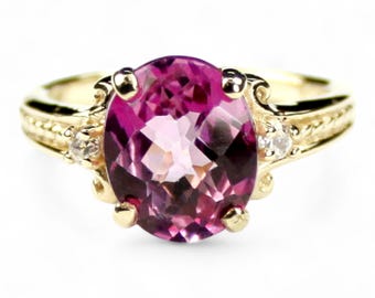 Pure Pink Topaz, 10KY Gold Ring, R136