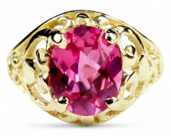 Pure Pink Topaz, 18KY Gold Ring, R004