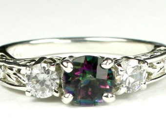 Mystic Fire Topaz 925 Sterling Silver Ladies Ring SR369-Handmade Mystic Fire Topaz 925 Sterling Silver Ladies Ring SR369-Handmade