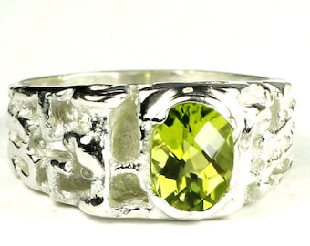 Peridot, 925 Sterling Silver Men's Ring, SR197