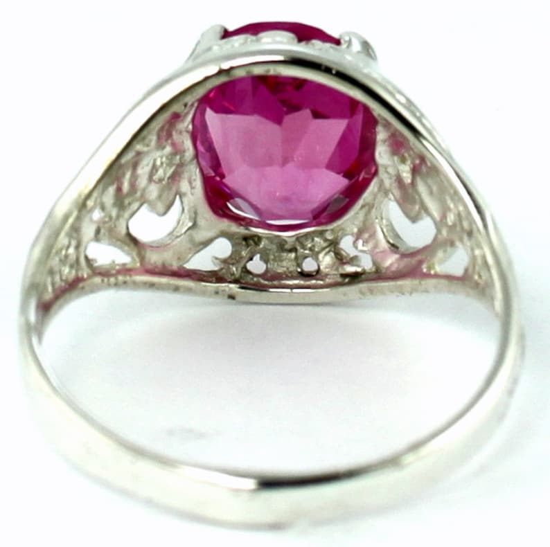 925 Sterling Silver Ring Created Pink Sapphire SR004