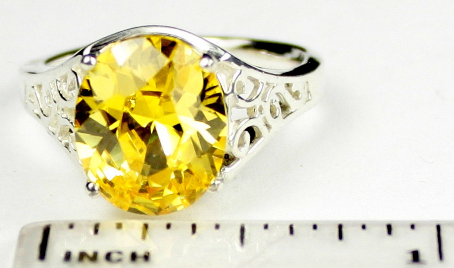 Golden Yellow CZ 925 Sterling Silver Ladies Ring SR057 | Etsy