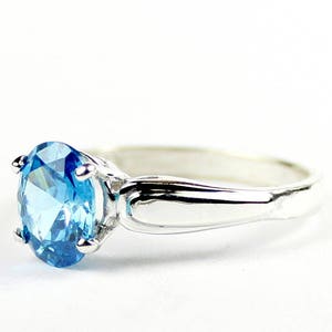 Glacier Blue CZ, 925 Sterling Silver Ring, SR058 image 2