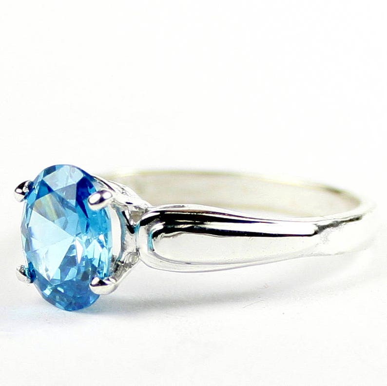 Glacier Blue CZ, 925 Sterling Silver Ring, SR058 image 2