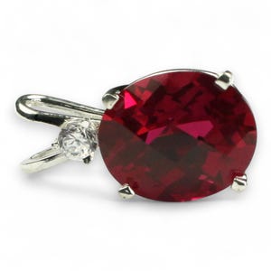Ruby Sterling Silver Pendant, Round, CZ Accent (Oval 12x10mm) SP022