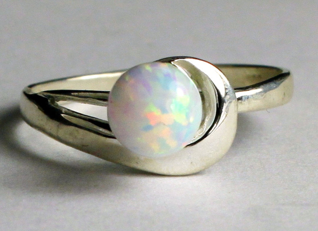 Created White Opal 925 Sterling Silver Ring SR340 - Etsy