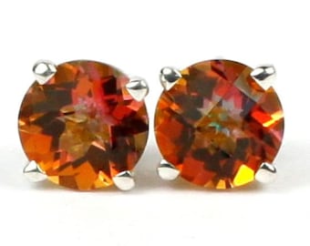 Twilight Fire Topaz, 925 Sterling Silver Post Earrings, SE012