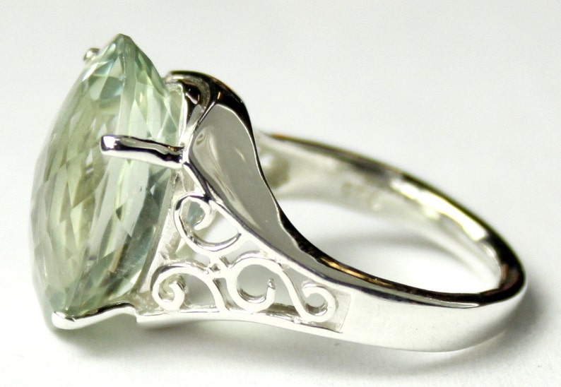 SR049 Green Amethyst 925 Sterling Silver Ladies Ring