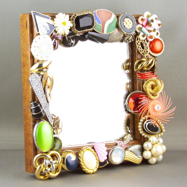 Jewelry Mirror, Embellished Frame, Vanity Mirror, Framed Mirror, Ornate Mirror, Bling Frame, Mirror Tray, Upcycled Mirror,Vanity Mirror Tray