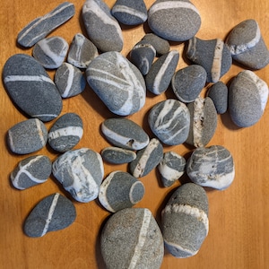 35 Black and White Stones,  Rocks, Size 3/4" - 2 ", Some Flat, Oval, Beach Rocks, Wishing Stones,Unique, Crafts,Rock Collecting,