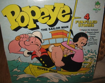Popeye The Sailor Man, 4 Fun Filled Stories, Peter Pan Records 1115, 33 RPM Record,  Free Shipping